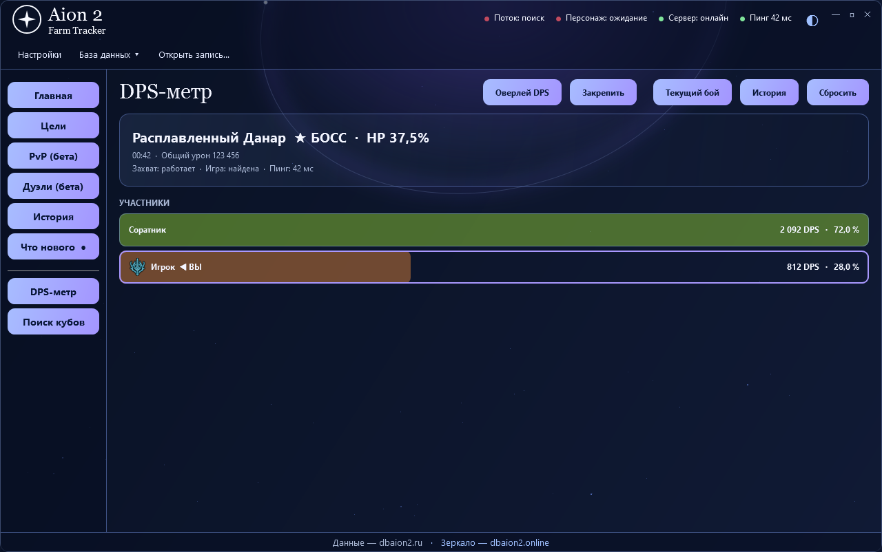 Free DPS meter in DBAion2 Tracker